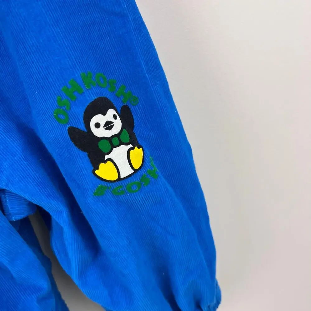 Vintage OshKosh B'gosh Blue Corduroy Winter Overalls Penguin Bear 3-6 Months USA